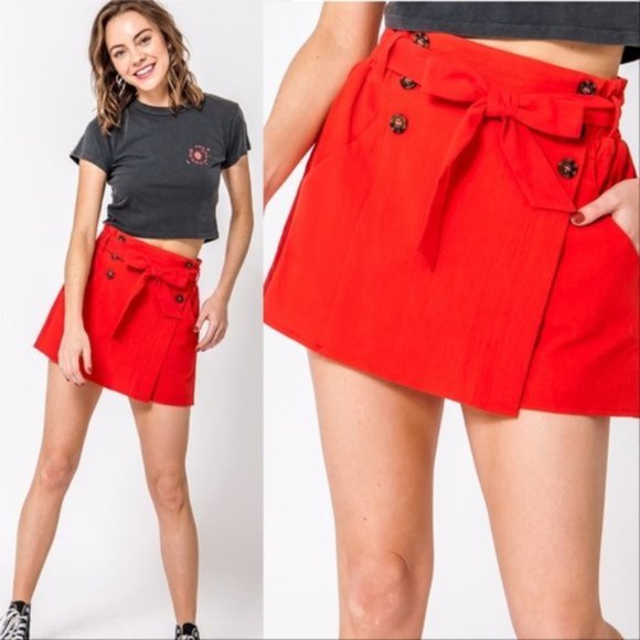 RED MINI SKORT - SKIRT - Picture 1 of 4